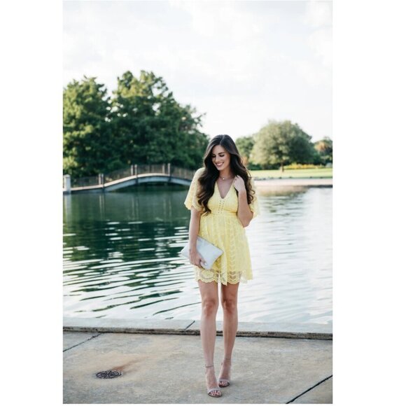 Socialite Lace Minidress in Butter Yellow - Picture 4 of 10